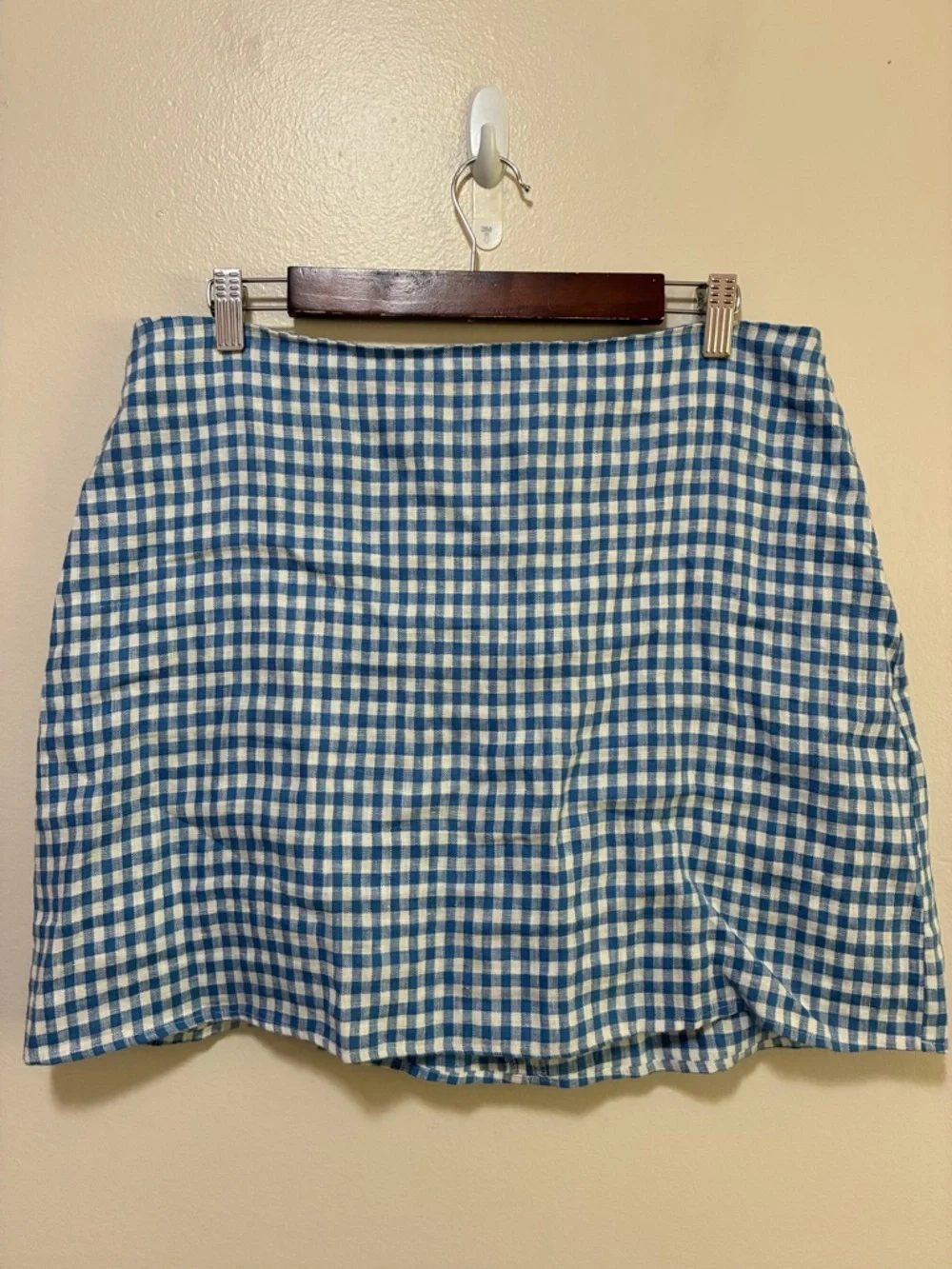 Reformation Ethel Two Piece Set Blue Gingham Mini Skirt Puff sleeve crop top 12